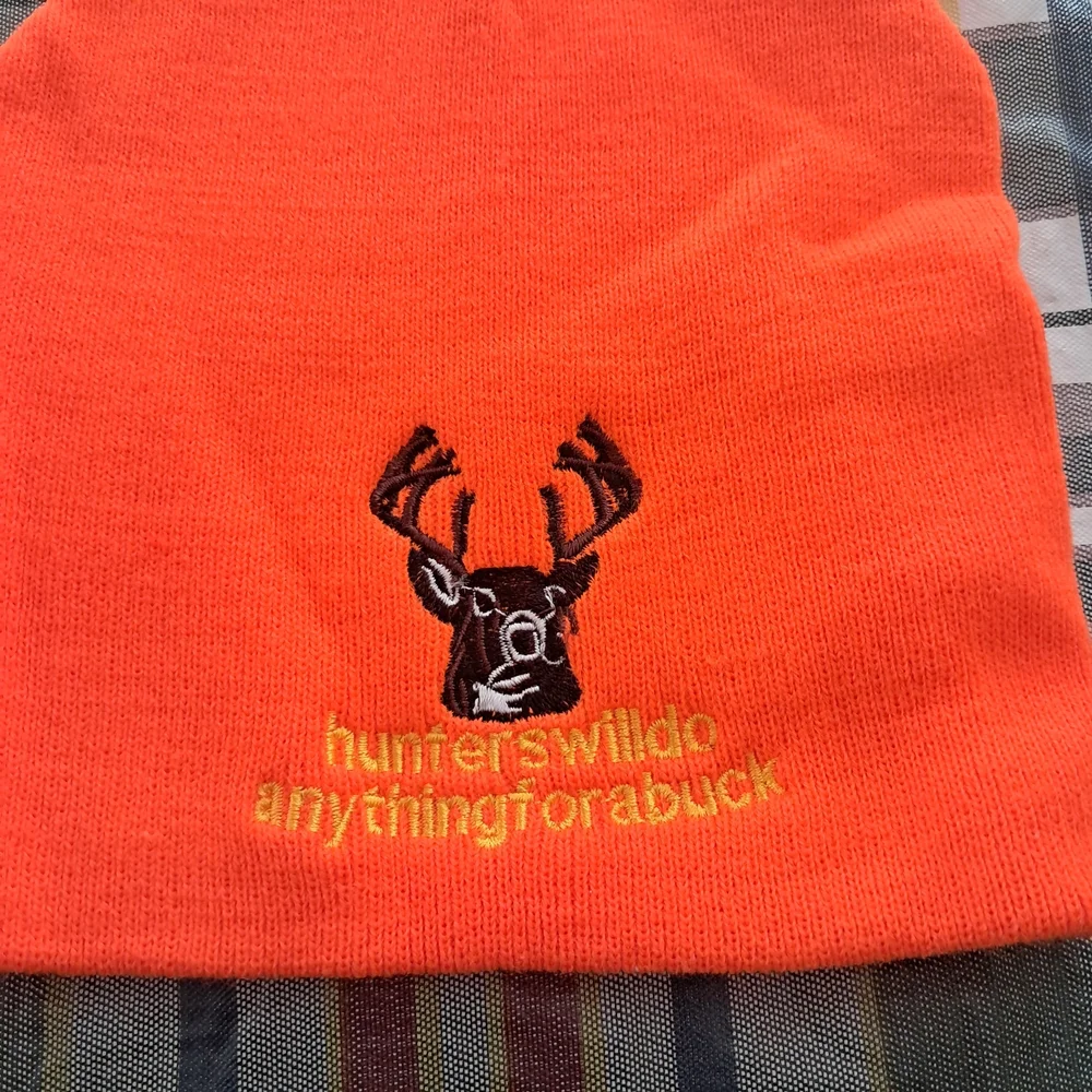 Bright Orange‎ Beanie and Camouflage Gloves Set